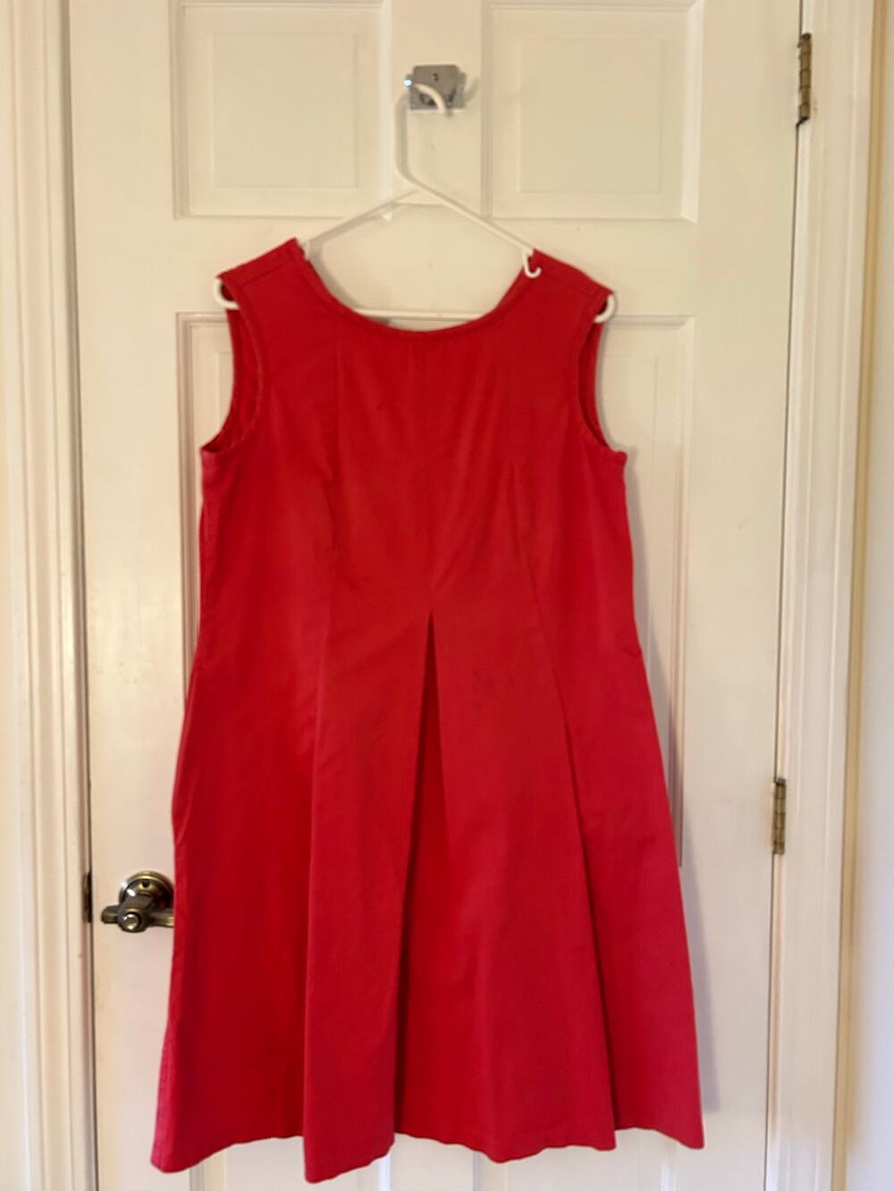 MAX&Co Coral Red Cotton Fit & Flare Midi Dress US 10 Pleated Pockets